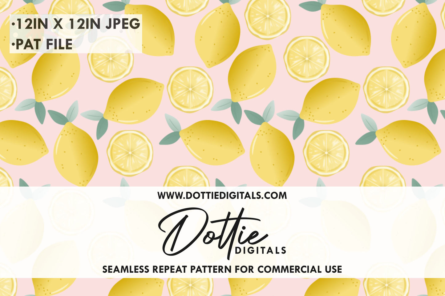 Lemons on Pink Repeat Seamless Pattern