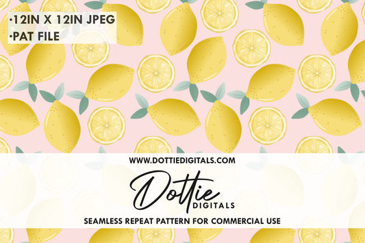Lemons on Pink Repeat Seamless Pattern