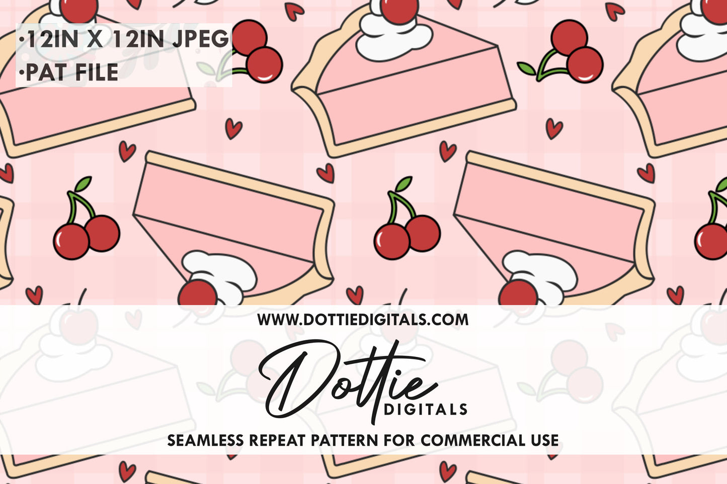 Pink Cherry Pie and Cream Repeat Seamless Pattern