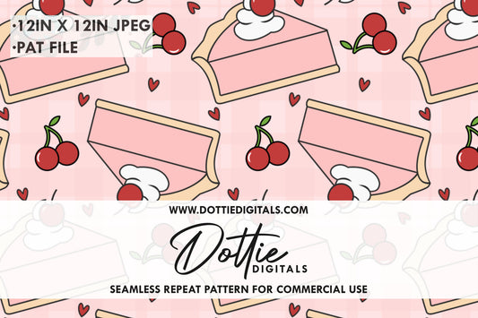 Pink Cherry Pie and Cream Repeat Seamless Pattern