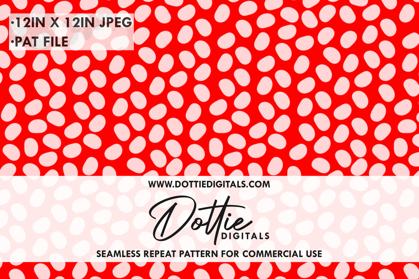 Pink Dots on Red Repeat Seamless Pattern