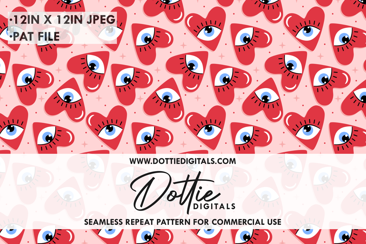 Loveheart Eyes Repeat Seamless Pattern