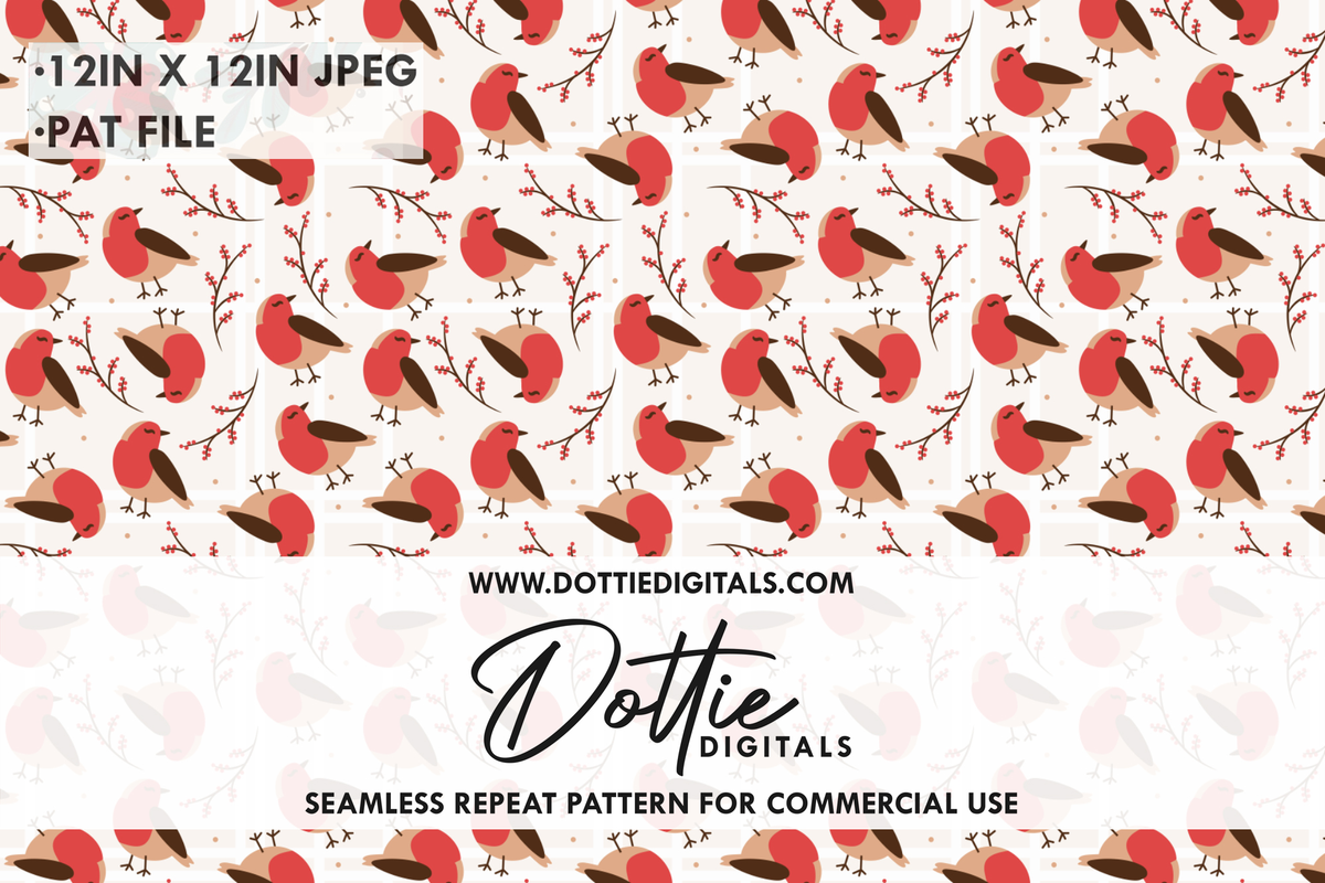 Robin Red Breast Repeat Seamless Pattern