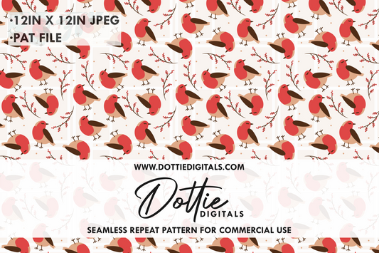 Robin Red Breast Repeat Seamless Pattern
