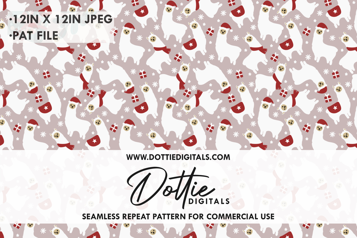Festive Llama Repeat Seamless Pattern
