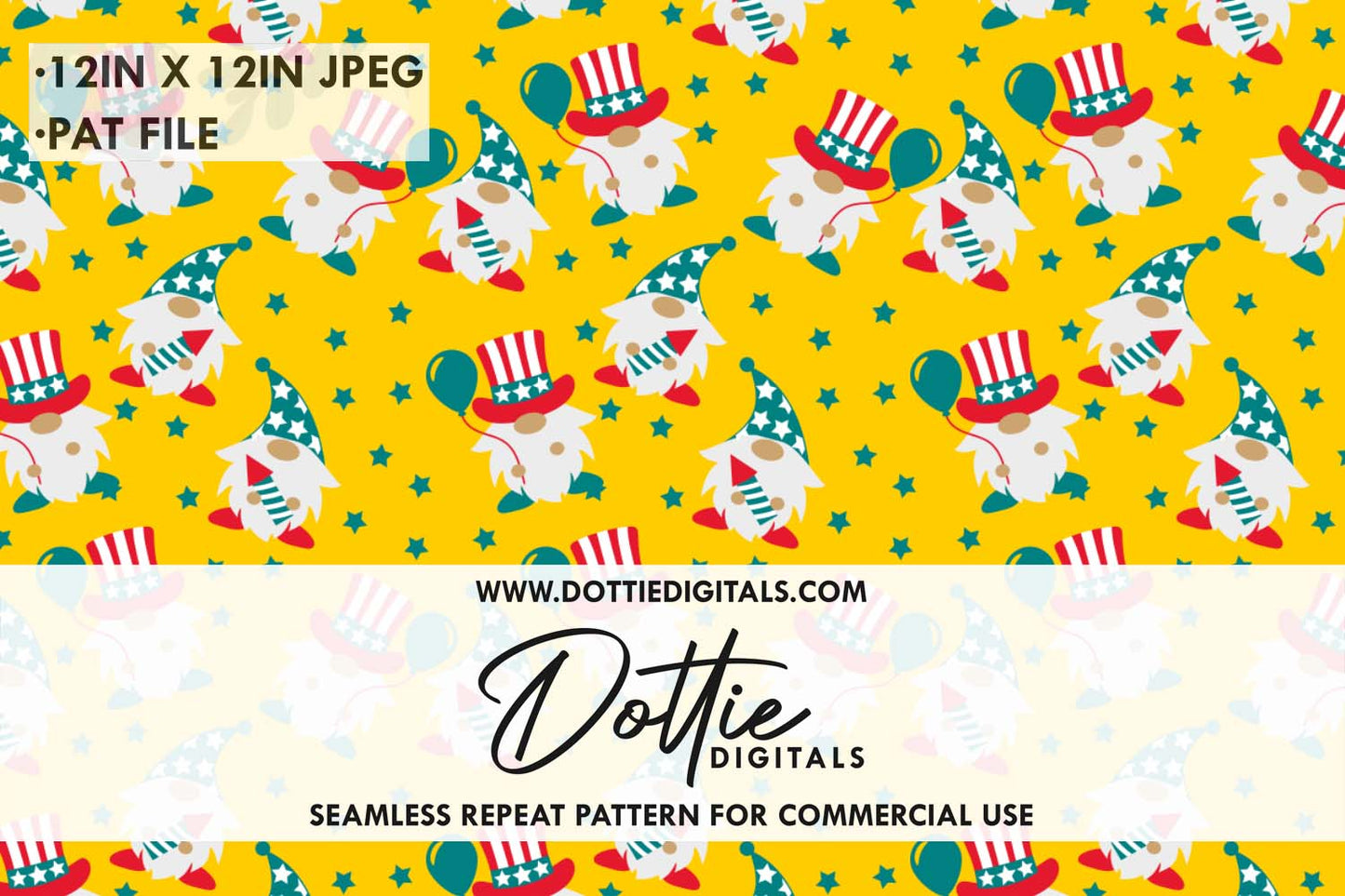 4th July Gonk Repeat Seamless Pattern