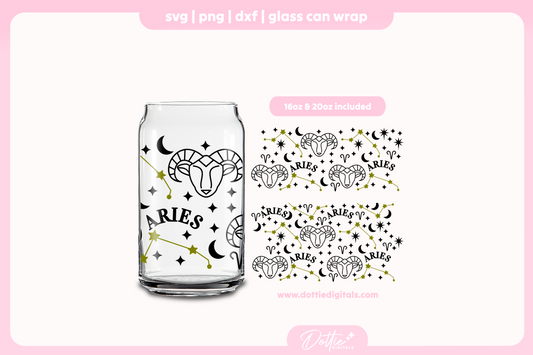 Aries 16oz & 20oz Libbey Glass Can Bundle SVG PNG