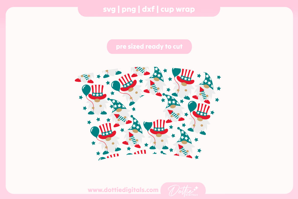 American Gonks America 4th of July Gnomes Independence Day 24oz Starbucks Cold Cup SVG PNG