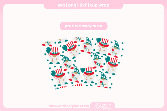 American Gonks America 4th of July Gnomes Independence Day 24oz Starbucks Cold Cup SVG PNG