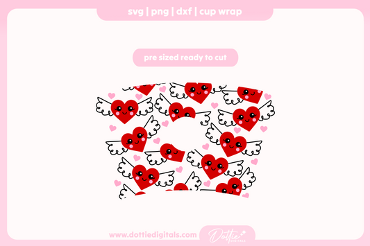 Angel Hearts Valentines Cute Love Heart Winged 24oz Starbucks Cold Cup SVG PNG