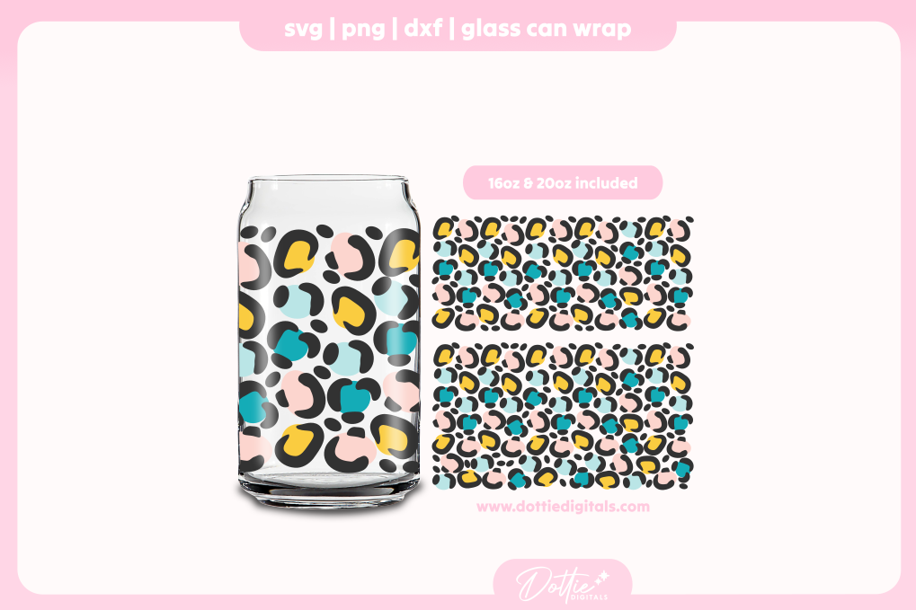 Leopard Print 16oz & 20oz Libbey Glass Can Bundle SVG PNG