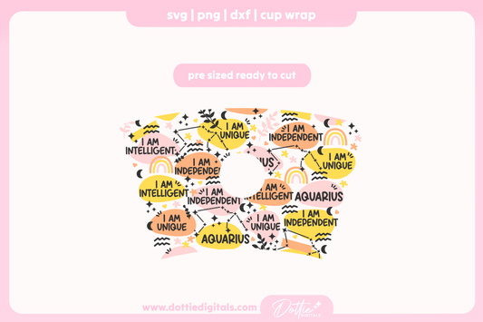 Aquarius Star Sign Affirmations 24oz Starbucks Cold Cup SVG PNG
