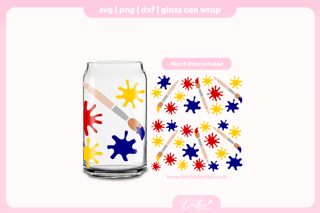 Artist 16oz & 20oz Libbey Glass Can Bundle SVG PNG