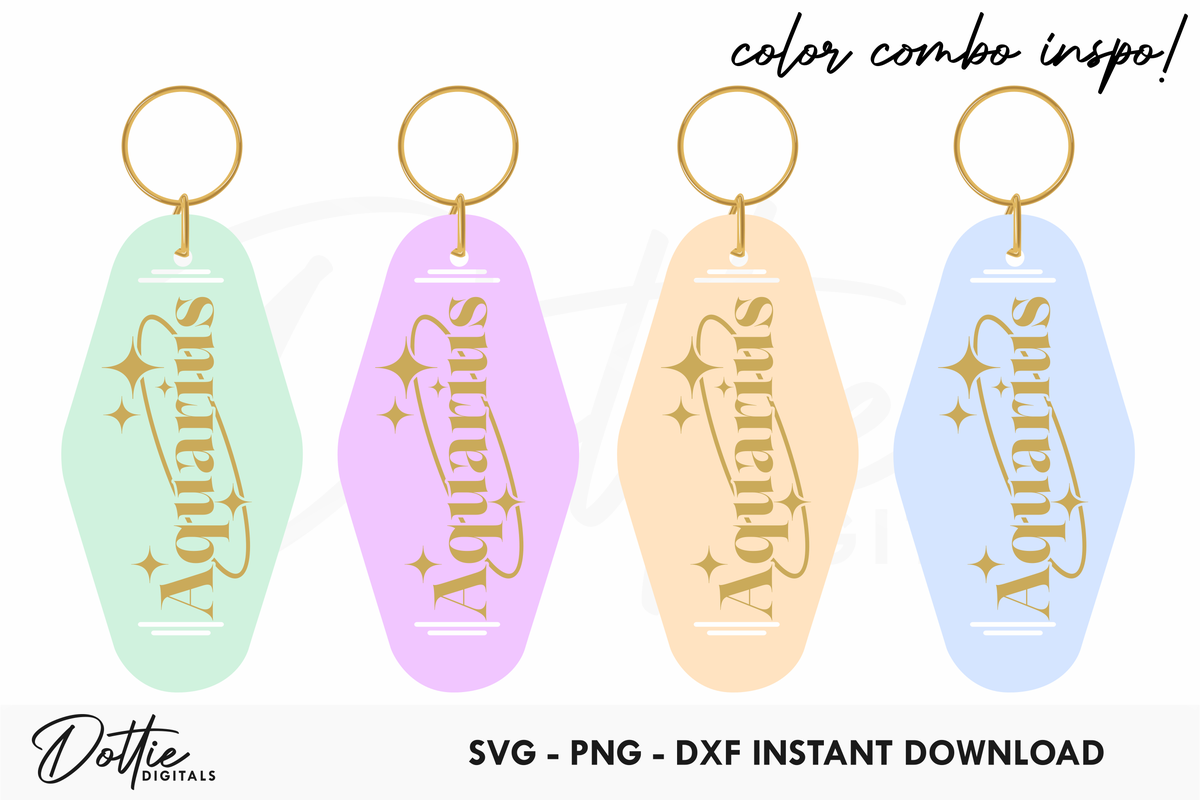 Aquarius Zodiac Star Sign Motel Keychain SVG PNG