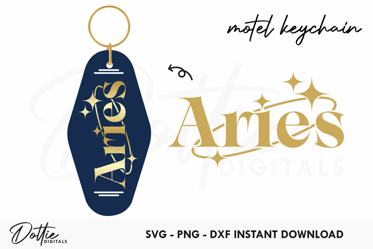 Aries Zodiac Star Sign Motel Keychain SVG PNG