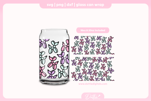 Balloon Dogs 16oz & 20oz Libbey Glass Can Bundle SVG PNG