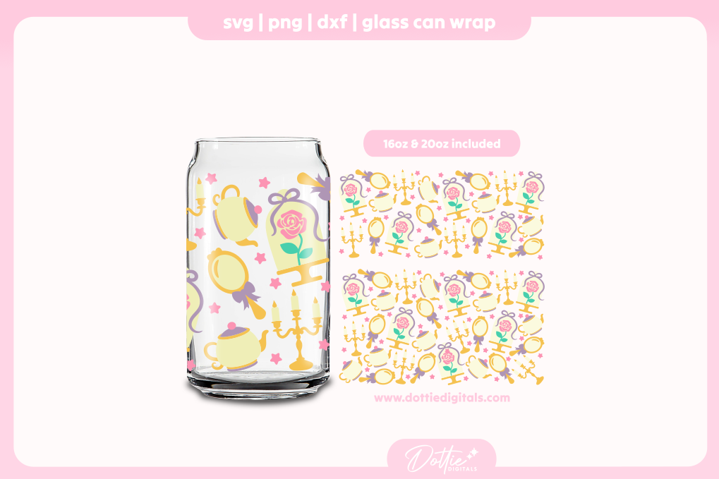 Beauty Loves The Beast 16oz & 20oz Libbey Glass Can Bundle SVG PNG