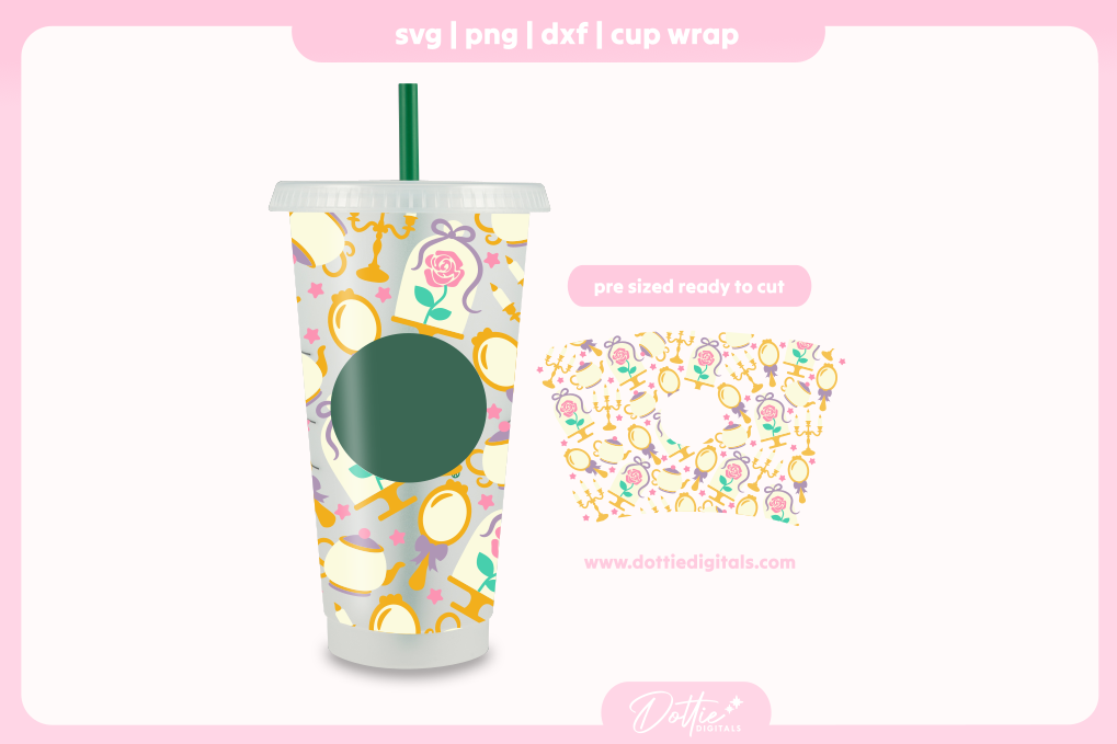 Beauty Loves The Beast 24oz Starbucks Cold Cup SVG PNG