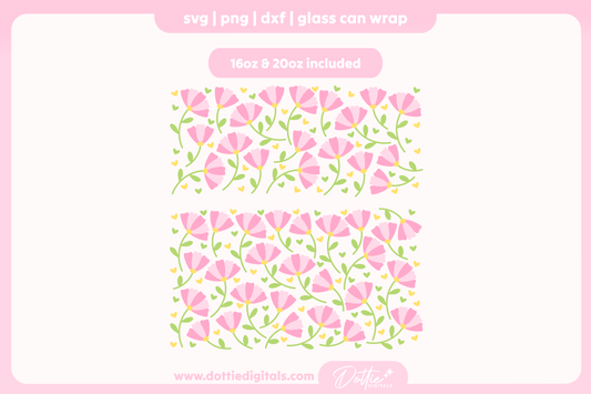Cute Flowers 16oz & 20oz Libbey Glass Can Bundle SVG PNG