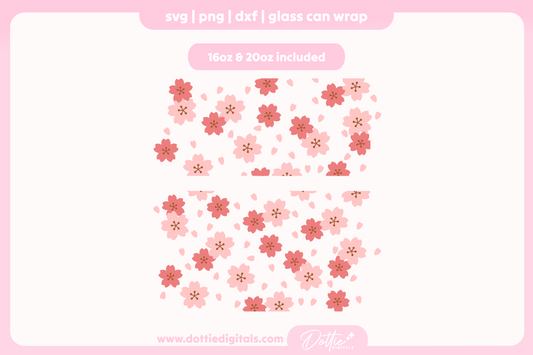 Cherry Blossom 16oz & 20oz Libbey Glass Can Bundle SVG PNG