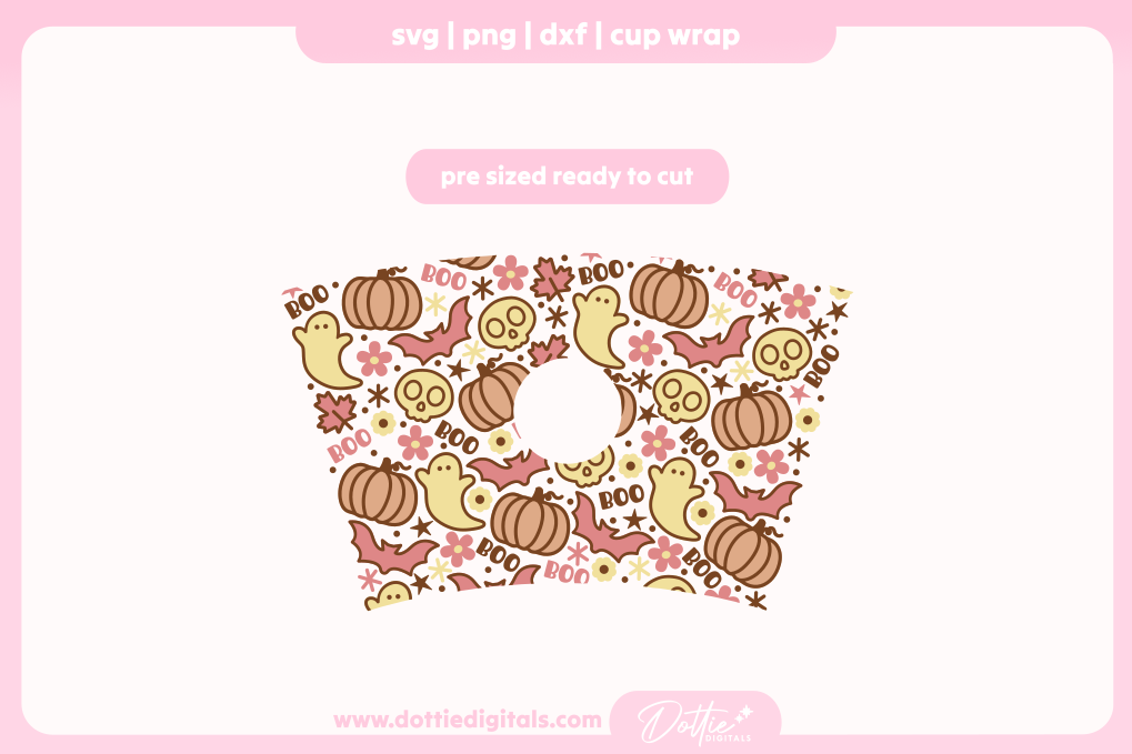 Halloween Spooky Boho Boo Halloween 24oz Starbucks Cold Cup SVG PNG
