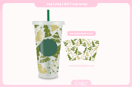 Boho Christmas Trees 24oz Starbucks Cold Cup SVG PNG