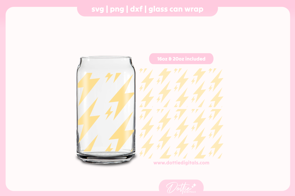 Lightning Bolt 16oz & 20oz Libbey Glass Can Bundle SVG PNG