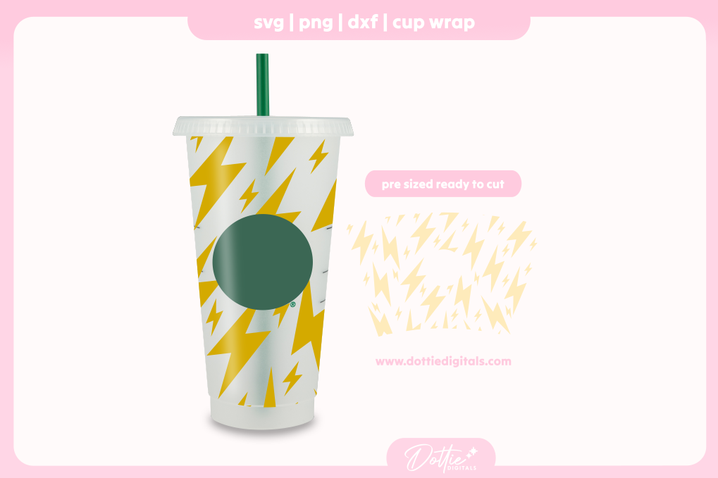 Lightning Bolts Star Flash of Lightning 24oz Starbucks Cold Cup SVG PNG