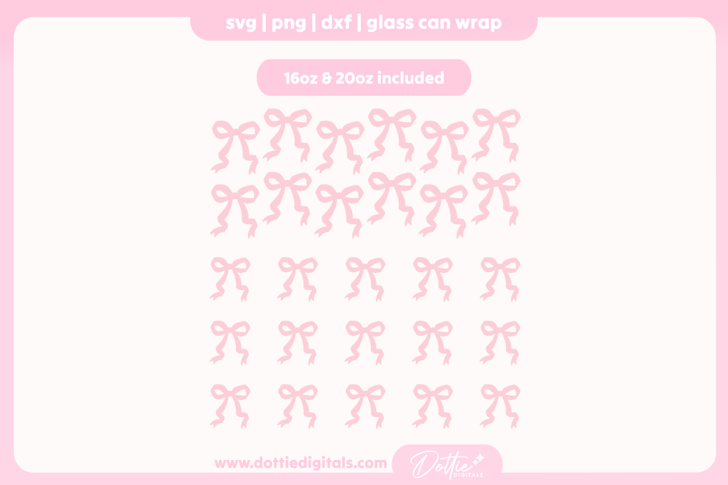 Pretty Bows 16oz & 20oz Libbey Glass Can Bundle SVG PNG