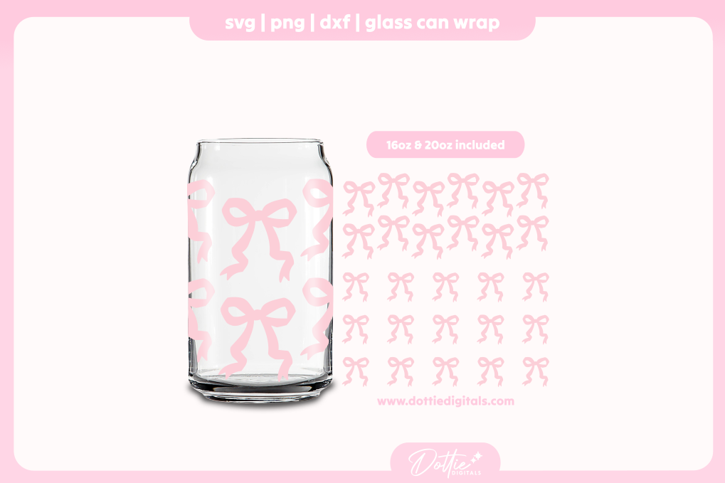 Pretty Bows 16oz & 20oz Libbey Glass Can Bundle SVG PNG