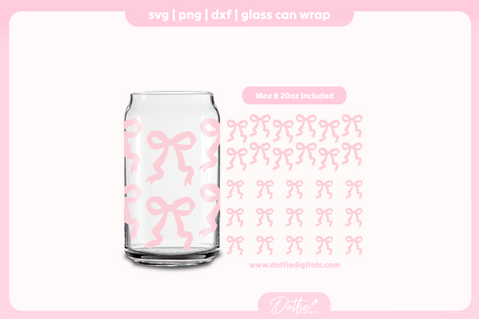 Pretty Bows 16oz & 20oz Libbey Glass Can Bundle SVG PNG