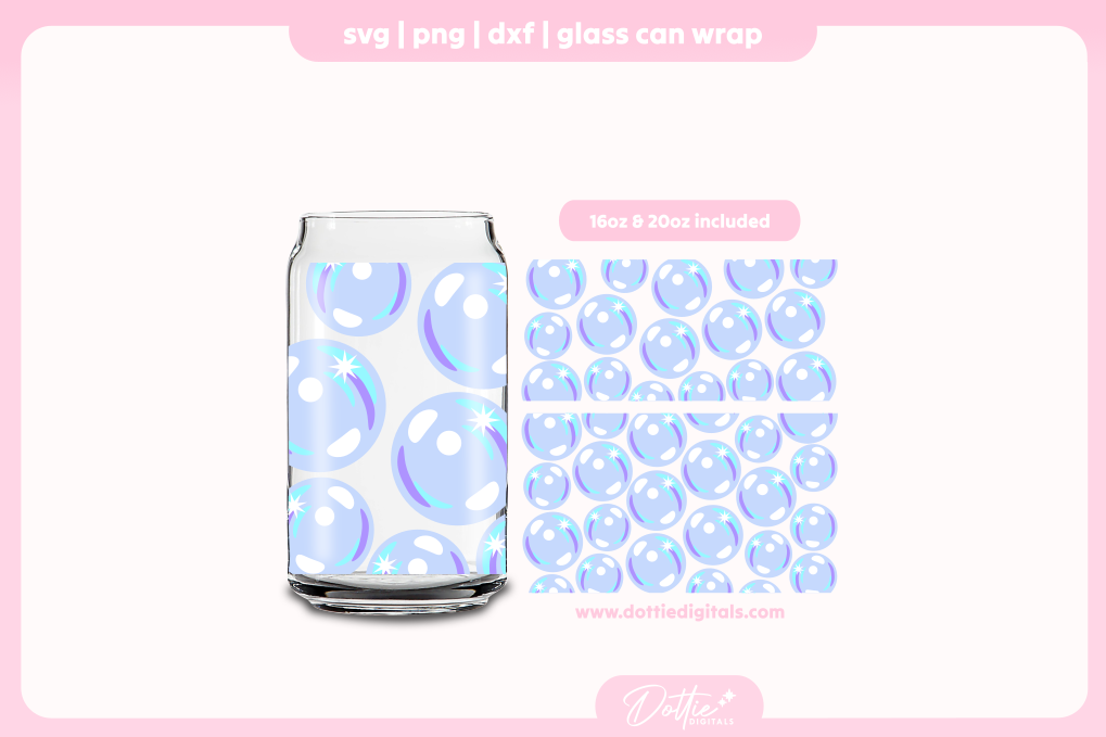 Bubbles 16oz & 20oz Libbey Glass Can Bundle SVG PNG