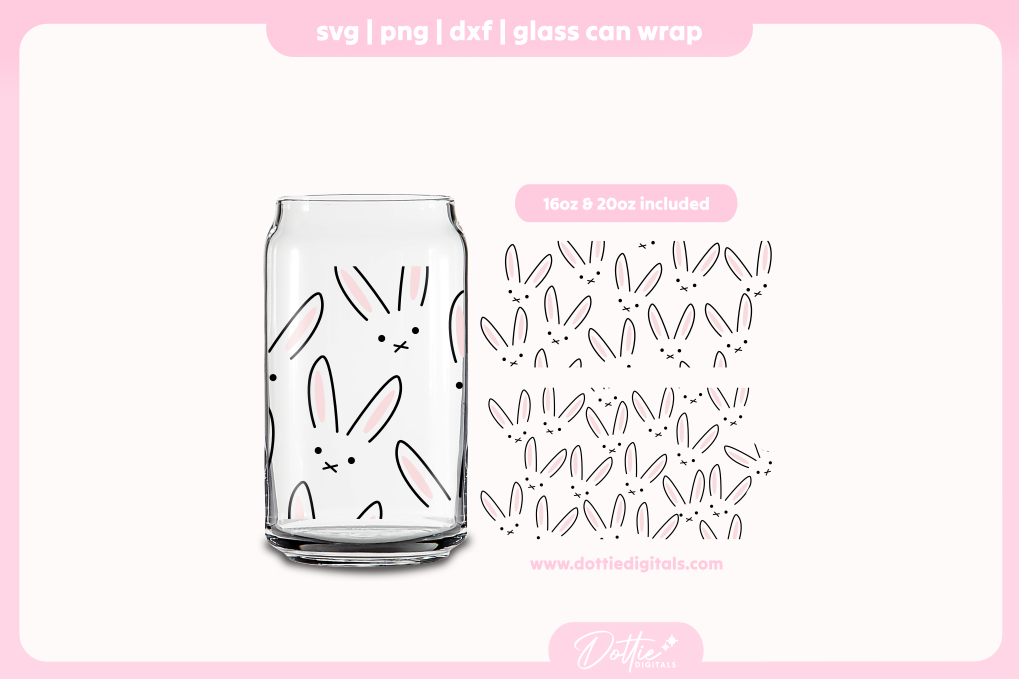 Easter Bunnies 16oz & 20oz Libbey Glass Can Bundle SVG PNG