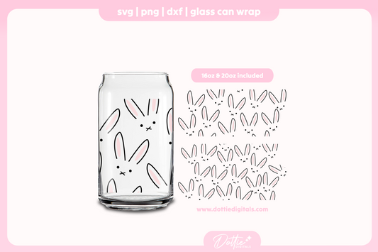 Easter Bunnies 16oz & 20oz Libbey Glass Can Bundle SVG PNG