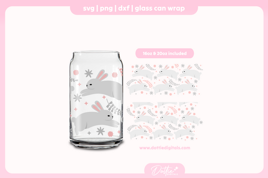 Pretty Bunnies 16oz & 20oz Libbey Glass Can Bundle SVG PNG