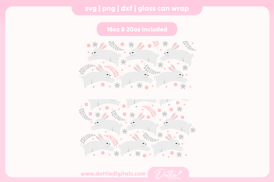 Pretty Bunnies 16oz & 20oz Libbey Glass Can Bundle SVG PNG