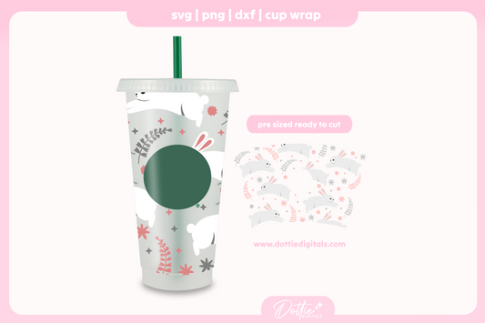 Pretty Bunnies Easter Bunny Cute Rabbit Spring 24oz Starbucks Cold Cup SVG PNG