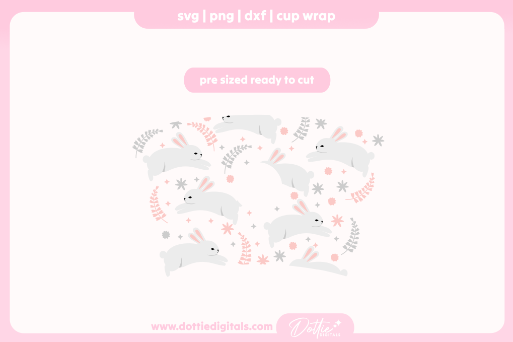 Pretty Bunnies Easter Bunny Cute Rabbit Spring 24oz Starbucks Cold Cup SVG PNG