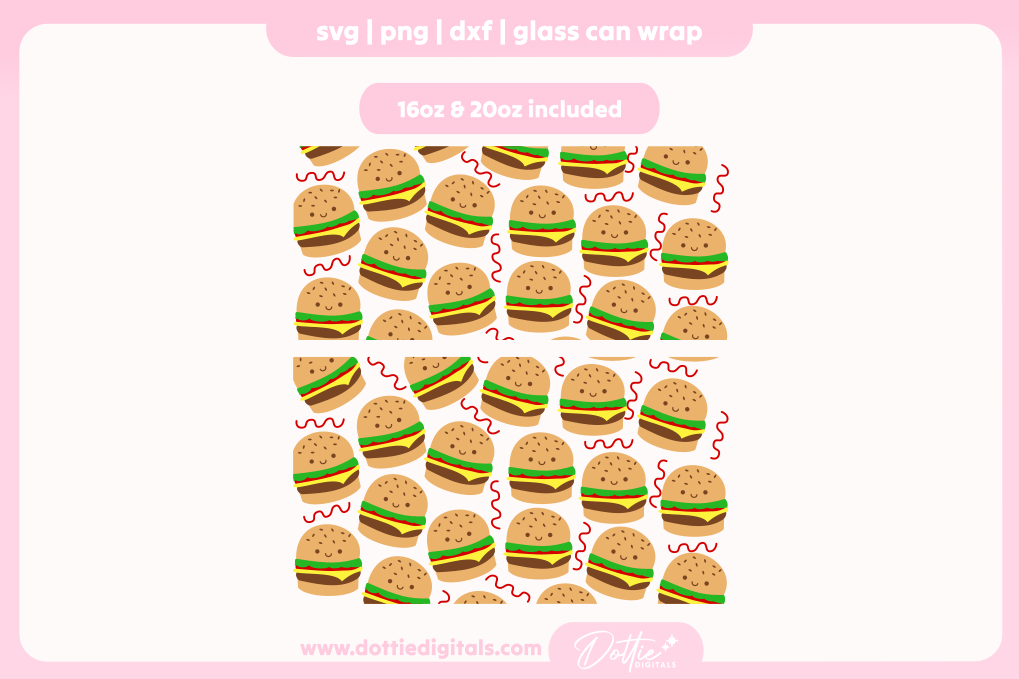 Hamburgers 16oz & 20oz Libbey Glass Can Bundle SVG PNG