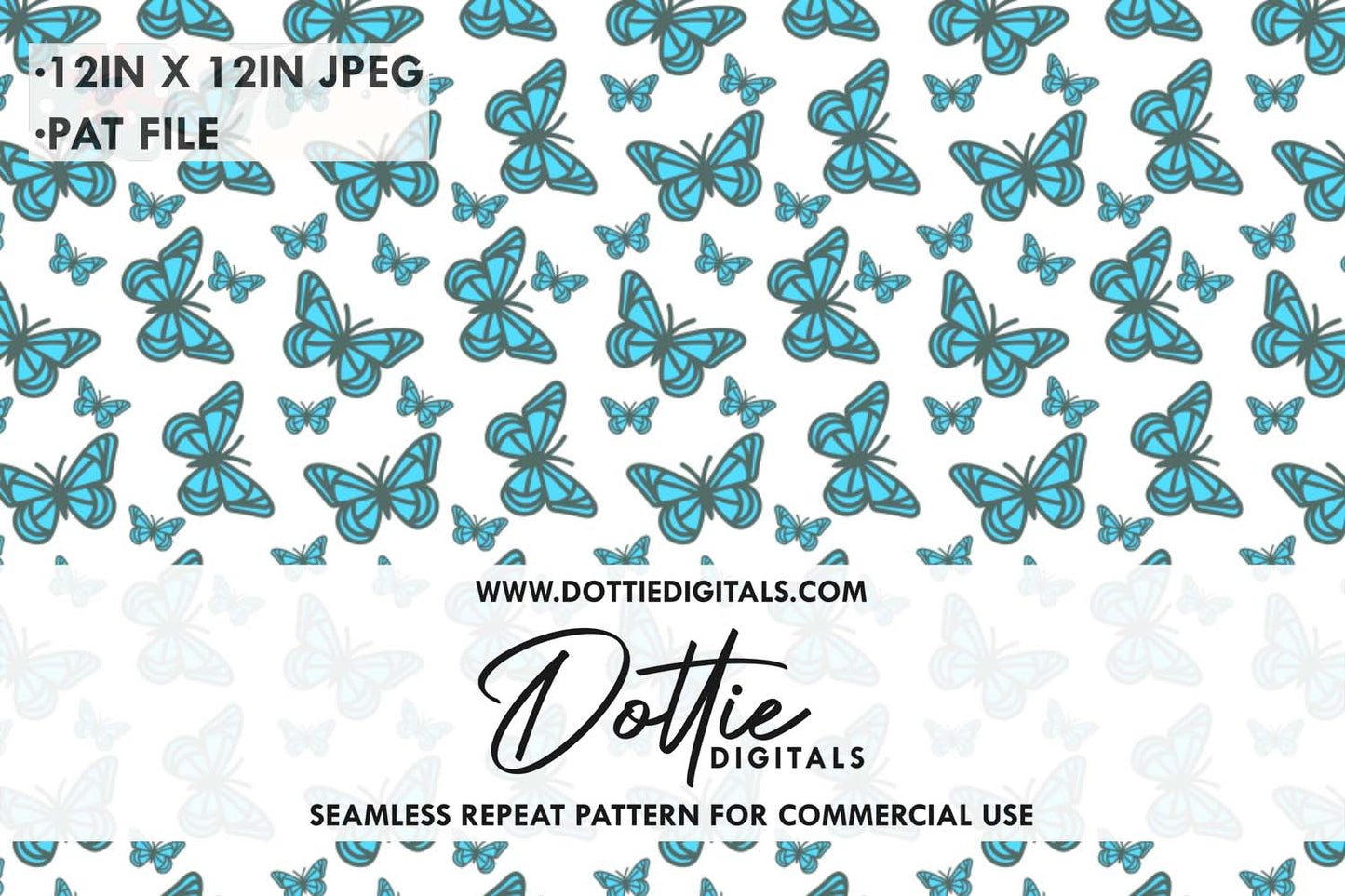 Blue Butterflies Repeat Seamless Pattern