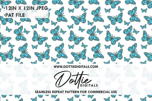 Blue Butterflies Repeat Seamless Pattern