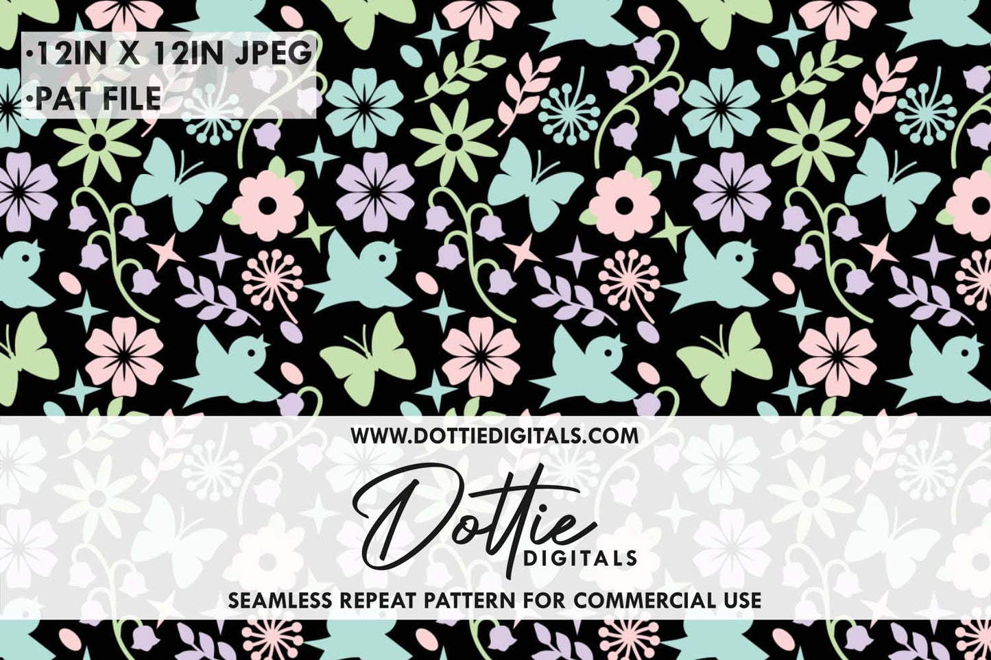 Butterflies Meadow Repeat Seamless Pattern