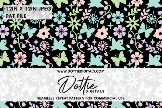 Butterflies Meadow Repeat Seamless Pattern