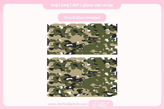 Camo Print 16oz & 20oz Libbey Glass Can Bundle SVG PNG