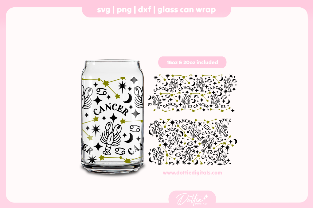 Cancer 16oz & 20oz Libbey Glass Can Bundle SVG PNG