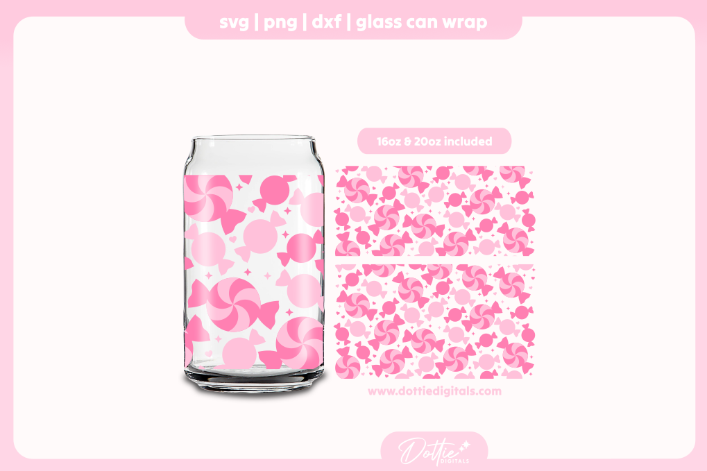 Cute Candy 16oz & 20oz Libbey Glass Can Bundle SVG PNG