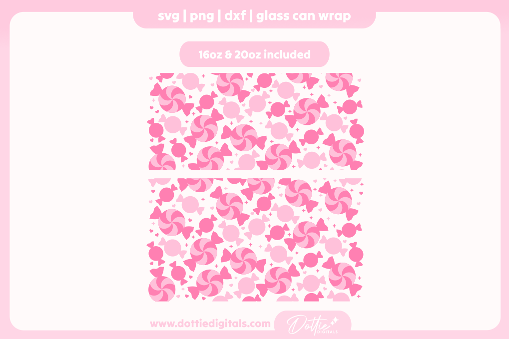 Cute Candy 16oz & 20oz Libbey Glass Can Bundle SVG PNG
