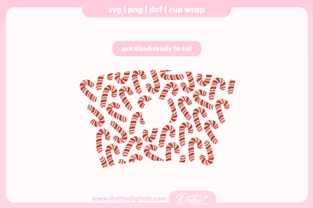 Christmas Candy Canes 24oz Starbucks Cold Cup SVG PNG