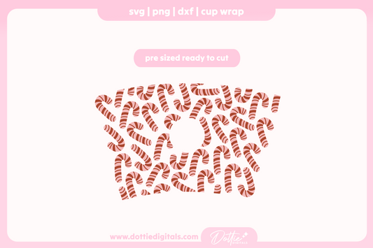 Christmas Candy Canes 24oz Starbucks Cold Cup SVG PNG
