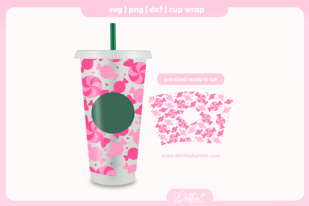 Cute Candy candies sweets 24oz Starbucks Cold Cup SVG PNG